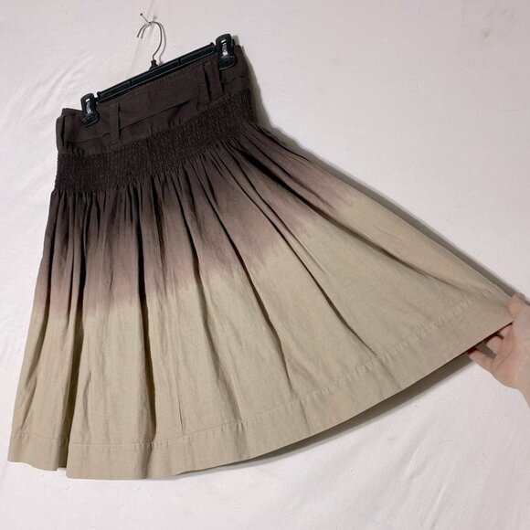Effeti Moda Brown Tan Ombre Pleated Linen Skirt 4 - Picture 11 of 16